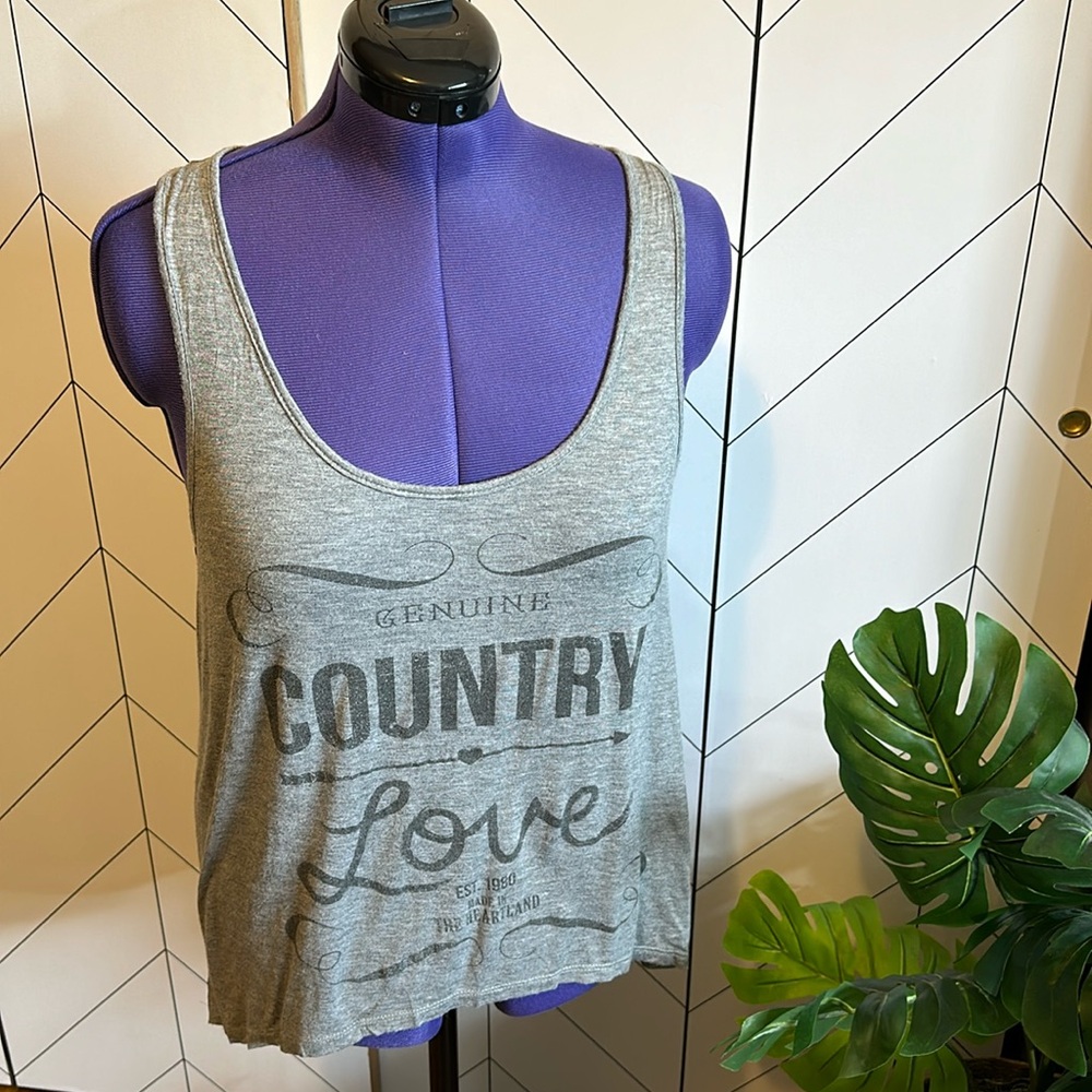 Just Ginger Women’s XL Genuine Country Love Gray Purple Paisley Racerback Tank